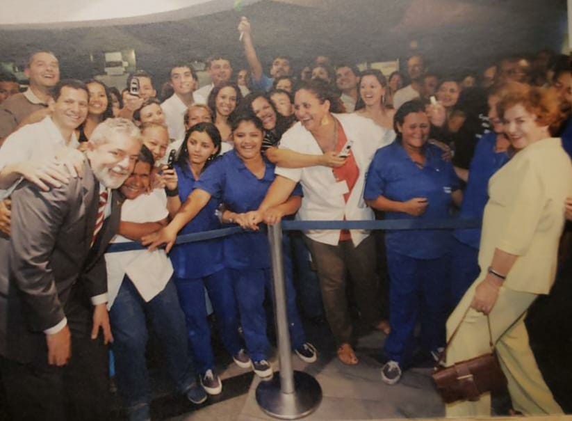 Presidente Lula durante visita à Matriz da CAIXA, em 2006