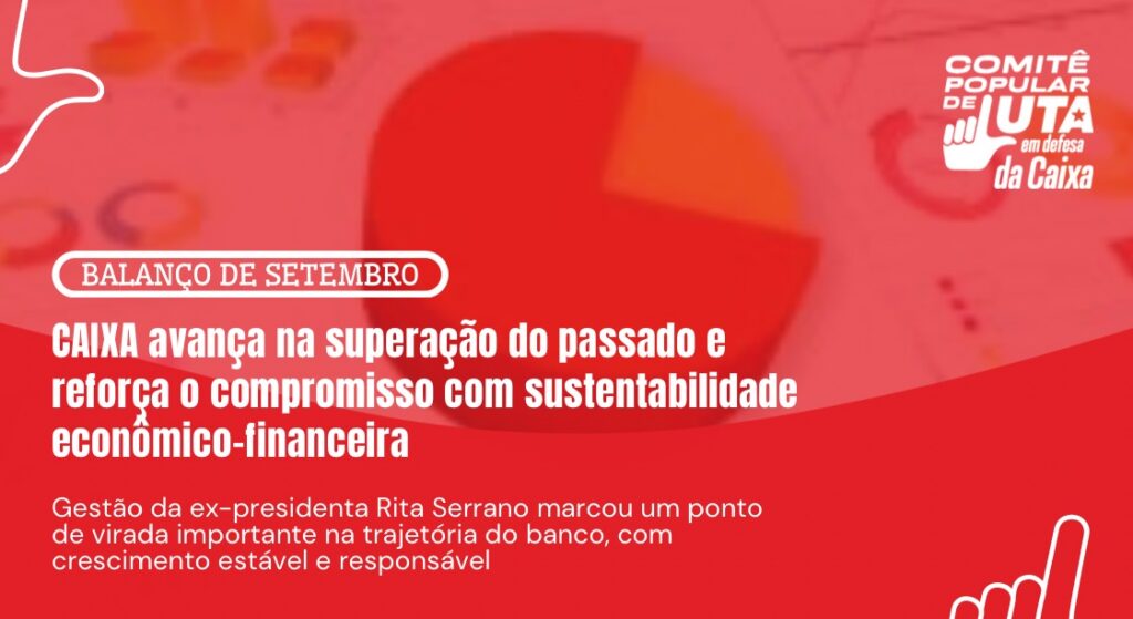 Balanço de Setembro: CAIXA avança na superação do passado e reforça compromisso com sustentabilidade econômico-financeira